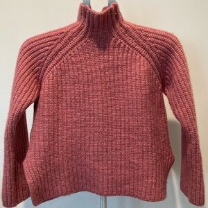 Zara Cable Knit Ribbed MockNeck Short Sweater Heavy Thick Solid Pink Cottagecore